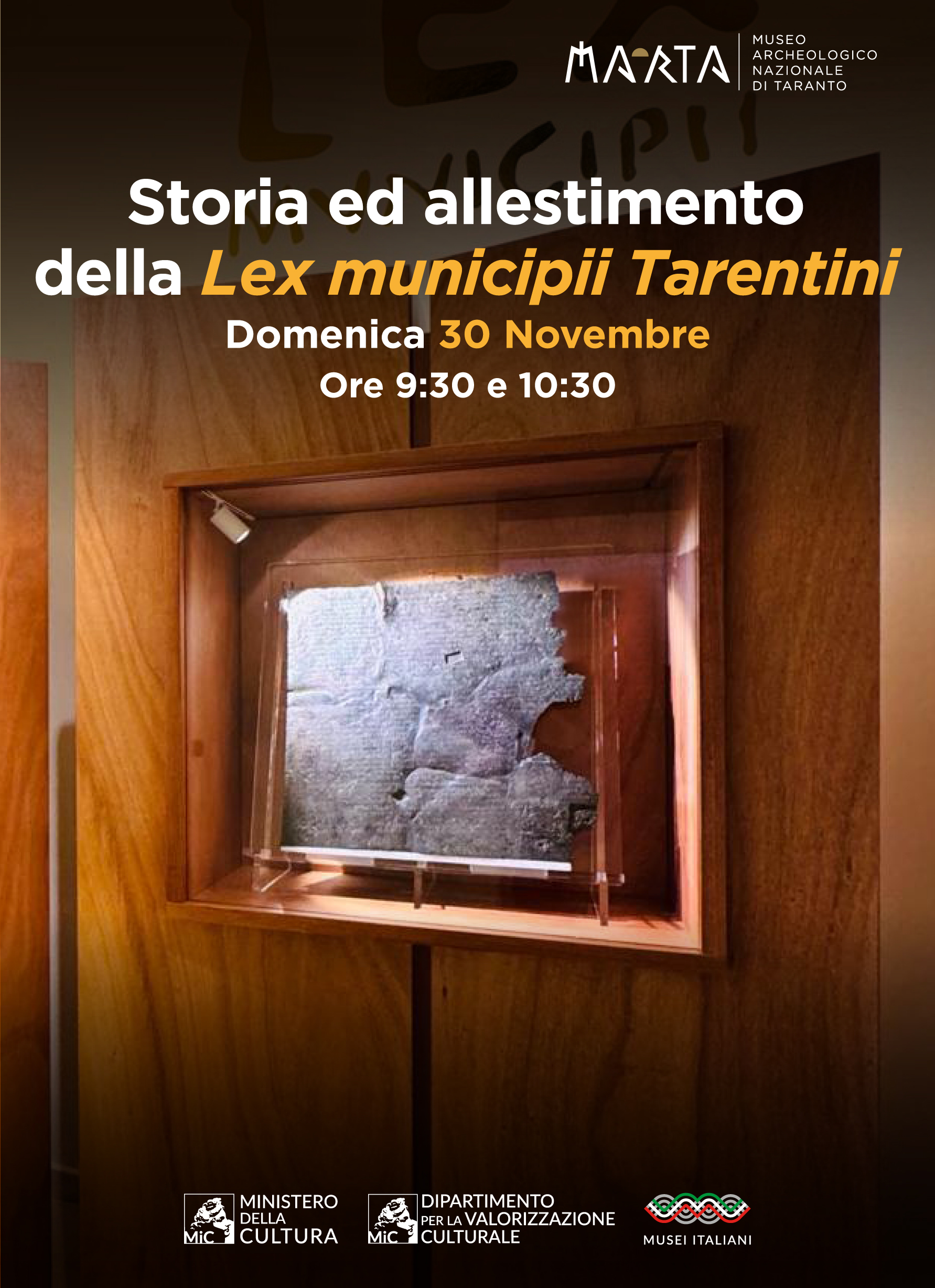 Storia ed allestimento della Lex municipii Tarentini